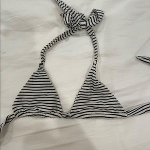 Mikoh black and white striped bikini top